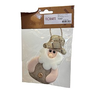 Enfeite Para Pendurar de Natal - Papai Noel Artesanal - Champagne - 14,5x8cm - 1 unidade - Rizzo
