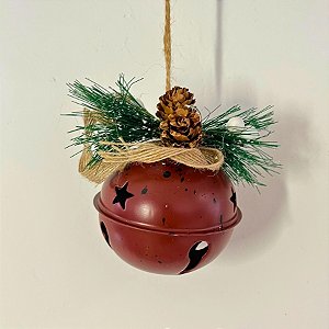 Enfeite Decorativo De Natal - Sino Vermelho - 8cm - 1 unidade - Rizzo