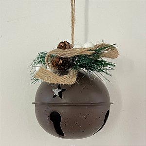 Enfeite Decorativo De Natal - Sino Marrom - 8cm - 1 unidade - Rizzo