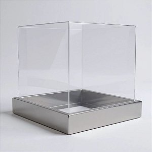 Caixa Mini Bolo GG (10cm x 10cm x 10cm) Prata - 10 unidades - Assk - Rizzo