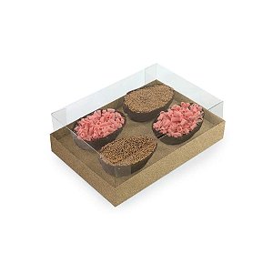 Caixa Degustação Para Quatro Mini Ovos De 50g - Kraft - 15,8x10,6x6cm - 6 unidades - Cromus - Rizzo
