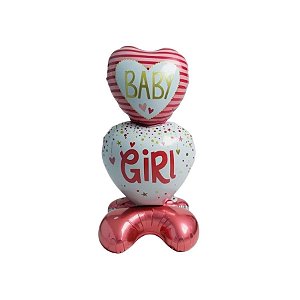 Balão De Festa Micro Foil 72x53cm - Rosa - Baby Girl - 1 unidade - Rizzo