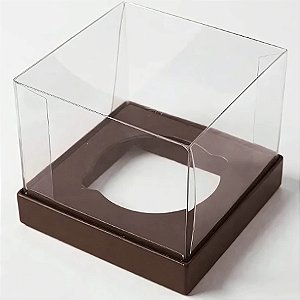 Caixa Mini Bolo G (8cm x 8cm x 8cm) Marrom Escuro - 10 unidades - Assk - Rizzo