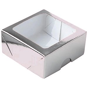 Caixa com Visor S16 (7cm x 7cm x 3cm) Prata - 10 unidades - Assk - Rizzo