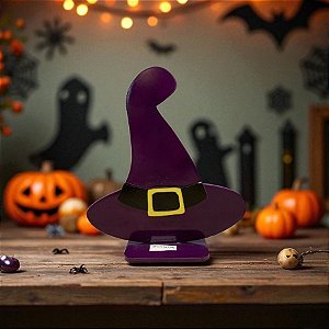 Display de Mesa em MDF - Chapéu De Bruxa - Roxo - 23,5x27cm - 1 unidade - Rizzo