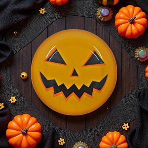 Prato De Sobremesa De Hallowen - Abóbora - 17,5cm  - 1 unidade - Rizzo