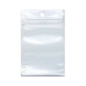 Saco Zip com Furo Fundo Branco - 8x13cm - 100 unidades - Rizzo