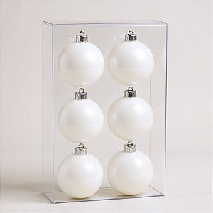Bola de Natal - Branca Perolada - 8cm - 6 unidades - Cromus - Rizzo