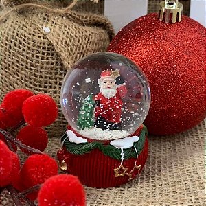Enfeite Decorativo de Natal - Globo de Neve com Noel Com Sino - 6,2cm - 1 unidade - Cromus - Rizzo