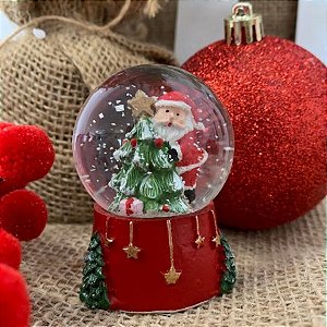 Enfeite Decorativo de Natal - Globo de Neve com Noel e Árvore De Natal - 6,2cm - 1 unidade - Cromus - Rizzo