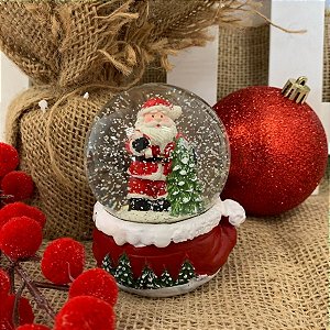 Enfeite Decorativo de Natal - Globo de Neve com Noel e Pinheiro - 8,5cm - 1 unidade - Cromus - Rizzo