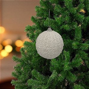 Bola De Natal - Branco - Glitter - 10cm - 4 unidades - Cromus - Rizzo