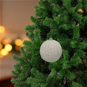Bola De Natal - Branco - Glitter - 8cm - 6 unidades - Cromus - Rizzo