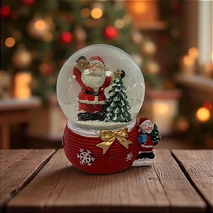 Enfeite Decorativo de Natal - Globo de Neve com Noel - Caixa Musical - 14x11cm - 1 unidade - Cromus - Rizzo