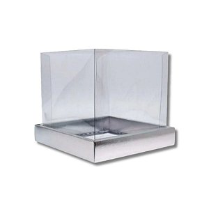 Caixa Para Bolo Pvc Base Prata Texturizada - 12x12x12cm - 5 unidades - Assk  - Rizzo
