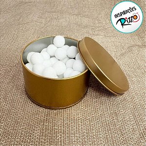 Lata de Metal Redonda - Dourado - 7,5x7,5x4,5cm - 1 unidade - Rizzo