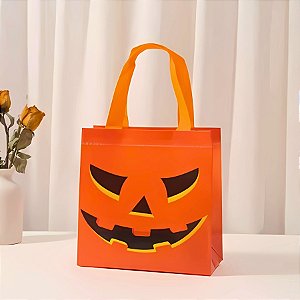 Sacola de Plástico Halloween - Abóbora Sorrindo - 19x20x9cm - 1 unidade - Rizzo