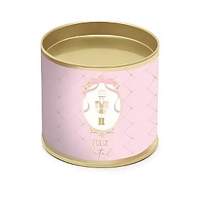 Lata para Panetone Hot Stamping Bibelô Feliz Natal - Rosa - 100g - 1 unidade - Rizzo