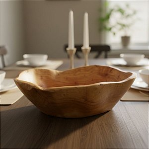 Centro de Mesa Decorativo em Madeira Natural Formato Orgânico - 25x29x10cm - 1 unidade - Rizzo
