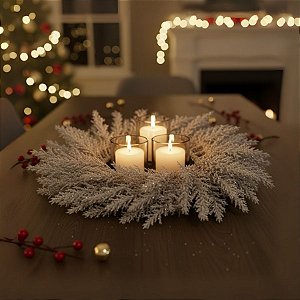 Guirlanda de Natal - Branco Com Glitter Prata -  34x34cm - 1 unidade - Cromus - Rizzo