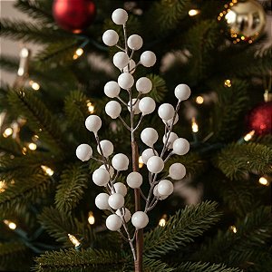 Galho Decorativo de Natal - Berry - Branco - 39,5cm - 1 unidade - Cromus - Rizzo