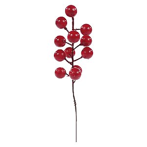 Galho Decorativo de Natal - Frutinhas Vermelhas Grandes - 21x9x6cm - 1 unidade - Cromus - Rizzo