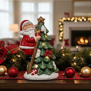 Enfeite De Natal em Resina - Noel Na Árvore De Natal Com LED -  22,5x12cm - 1 unidade - Rizzo