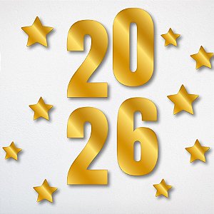 Painel Decorativo - Ano Novo 2026 Dourado - 16x30cm - 1 unidade - Regina - Rizzo
