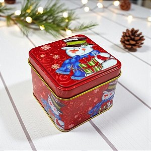 Lata de Metal de Natal - Boneco De Neve - 7,5x7x6cm - 1 unidade - Rizzo