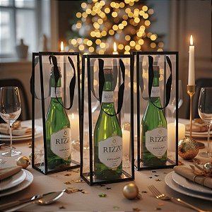 Sacola Transparente PVC Com Borda e Alça de Cordão Preto - 34x13x9cm - 10 unidades - Rizzo