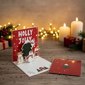 Cartão de Natal 3D - Árvore De Natal - 11x11cm - 1 unidade - Artlille  - Rizzo