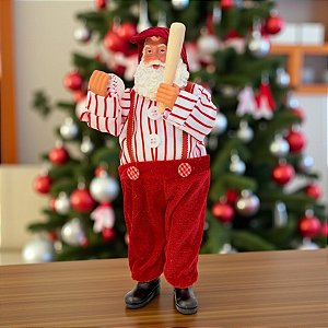 Papai Noel Decorativo em Pé Jogador de Beisebol - Vermelho e Branco - 30cm - 1 unidade - Rizzo