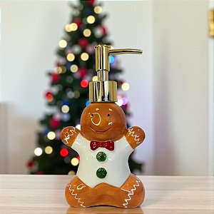 Saboneteira de Cerâmica - Gingerbread de Natal - 190ml - 1 unidade - Rizzo