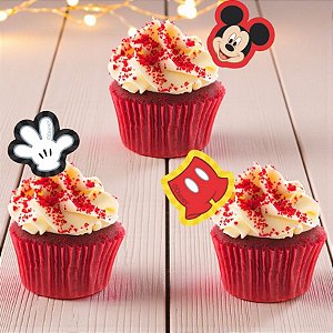 Pick Decorativo para Doces - Mickey Mouse - 12 unidades - Disney Original - Rizzo