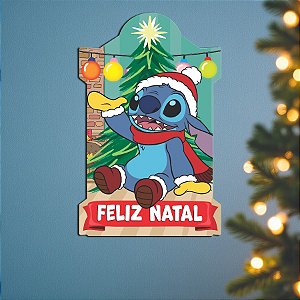 Painel Decorativo - Natal Stitch - 33x47cm - 1 unidade - Disney Original - Rizzo