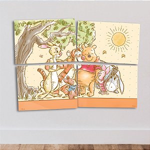 Painel Decorativo 4 Lâminas - Ursinho Pooh - 90x64cm - 1 unidade - Festcolor - Rizzo