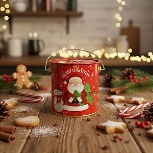 Lata de Metal de Natal Com Alça - Noel e Amigos - 11x11cm - 1 unidade - Rizzo