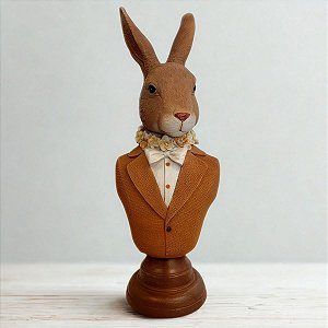 Enfeite Decorativo de Páscoa - Busto de Coelho de Terno - 39x13,3x14,6cm - 1 unidade - FlorArte - Rizzo