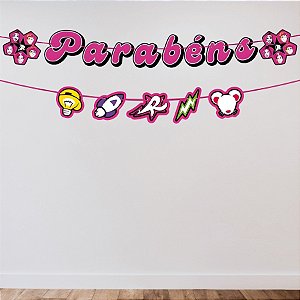 Faixa Decorativa Temática "Parabéns" - Emilly Vick e dos Rosa - 130x10cm - 1 unidade - Regina - Rizzo
