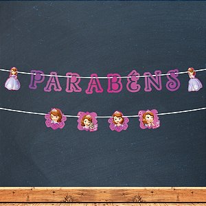 Faixa Decorativa Temática "Parabéns" - Sofia The First - 115x13cm - 1 unidade - Regina - Rizzo