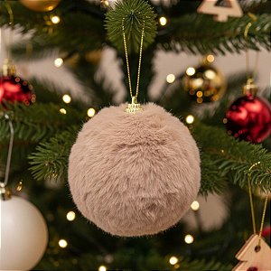 Bola de Natal - Peluciada Marrom Claro - 8cm - 8 unidades - Cromus - Rizzo