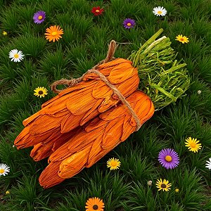 Maço com Três Cenouras Decorativas - 9x9x20cm - 1 unidade - Cromus - Rizzo