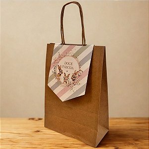 Sacola de Papel com Fechamento - Doce Páscoa - 21,5x15x8cm - 1 unidade - Cromus - Rizzo