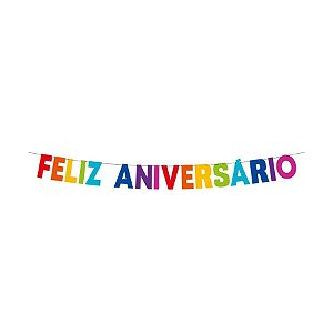 Faixa Decorativa "Feliz Aniversário" - Colorida - 1,35mx15,5cm - 1 unidade - Regina - Rizzo