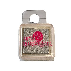 Almofada Para Carimbo em Plástico e Espuma - Carimbeira Branco Metálico - 3x3cm - Cod.INK002-1 - 1 unidade - Rizzo