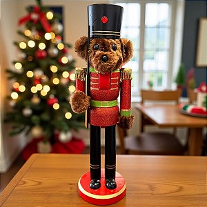Soldado de Chumbo Urso de Madeira com Espingarda - 35cm - 1 unidade - Rizzo