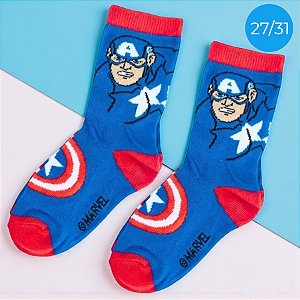 Meia Infantil Cano Médio - Capitão América - Vingadores - 27/31 - 1 unidade - Disney Original - Rizzo