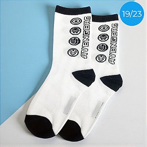 Meia Infantil Cano Médio - Vingadores - Branca - 19/23 - 1 unidade - Disney Original - Rizzo