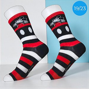 Meia Infantil Cano Médio - Mickey Mouse - Listrada -  19/23 - 1 unidade - Disney Original - Rizzo