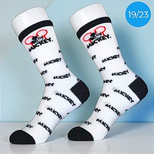 Meia Infantil Cano Médio - Mickey Mouse - Branca - 19/23 - 1 unidade - Disney Original - Rizzo